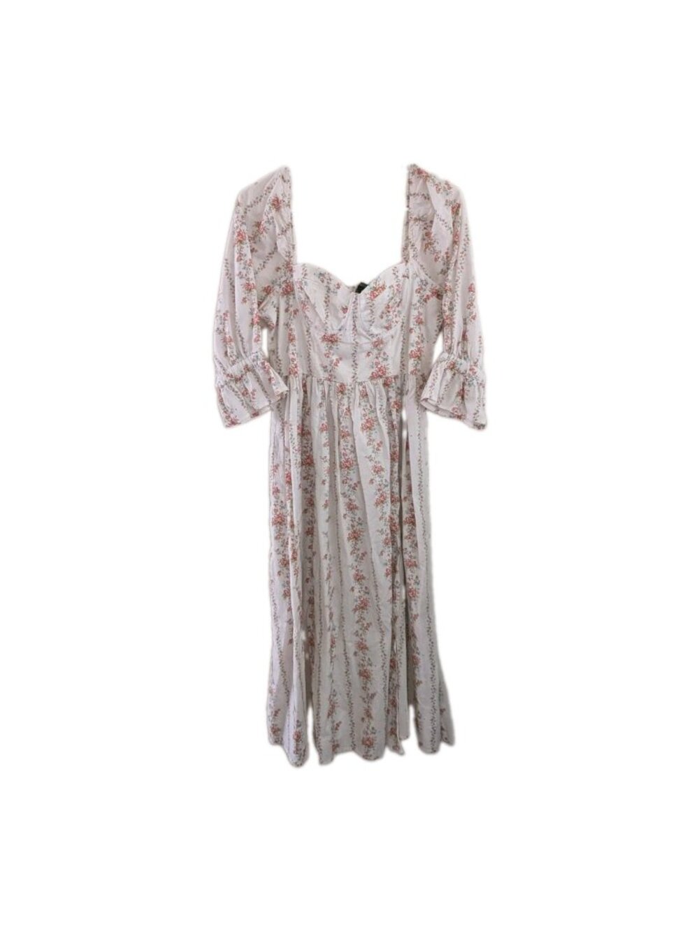 Forever 21 Floral Milkmaid Dress Womens Medium Smocked Midi Peasant Cottagecore